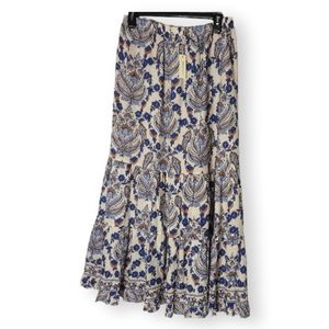 MAX STUDIO Printed Maxi Skirt Blue & Cream size NWT
